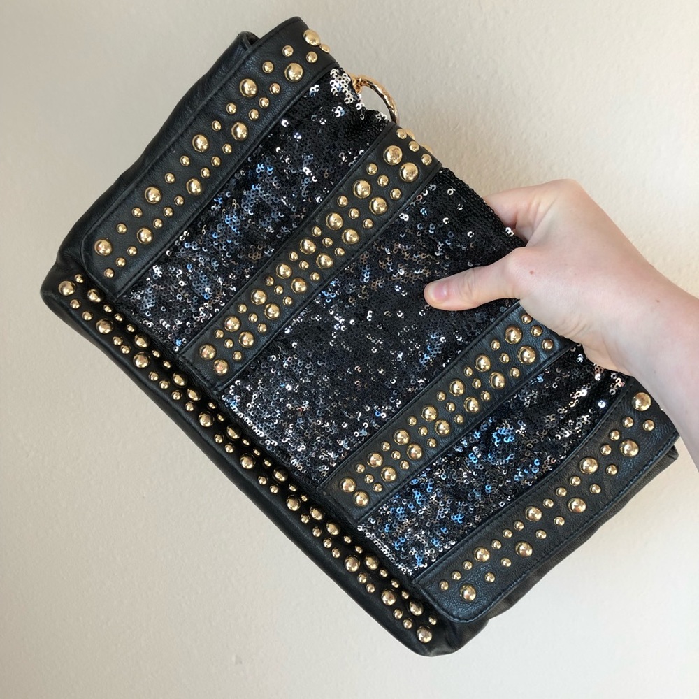 Halston Heritage Carla Studded Jet/Gold Clutch